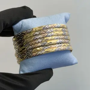 14K TRI COLOR GOLD SEMANARIO 7 DAY BANGLE 7 PCS BANGLES SET - LOVER GIRL