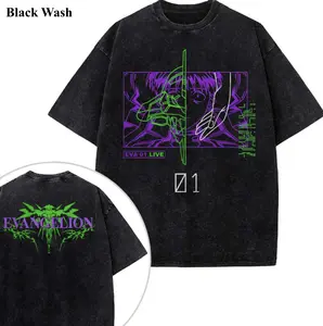 Unit-01 Shinji Ikari Vintage Wash Tee, Neon Genesis Evangelion T-shirt 2-Sided, Anime Graphic Tees, Unisex Shirt, Anime Gift For Fan, Gym Workout Shirt, Menswear Womenswear Crew Neck Oversize Fit Heavy Cotton