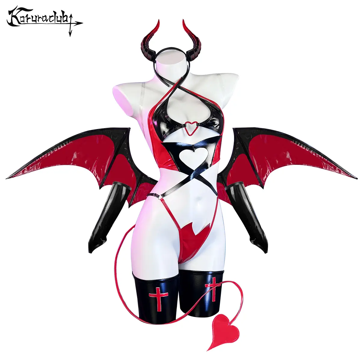 KORURACLUB Women's 6-Piece Costume Set – Dark Fantasy Style, Themed Party Outfit