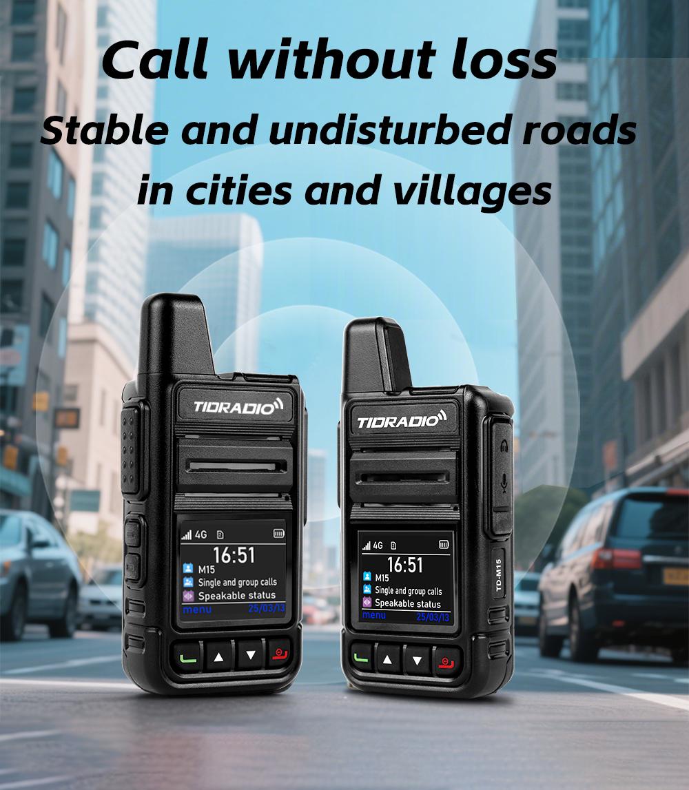 TIDRADIO TD-M15 Global POC Radio with 1 Year SIM Card Walkie Talkie Long Range 4G Network 2 Way Radio 5000 KM for Hiking and Camping 3000mAh Battery Clear Audio 4G Signal