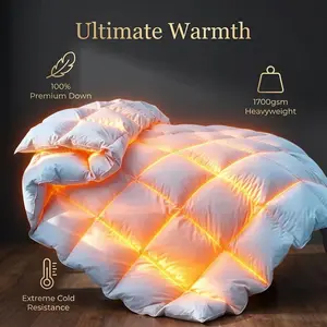 Cosybay Goose Feather Down Fiber Cotton Comforter Queen Size - 1700gsm Feather Duvet Insert - Hotel Luxury Hypoallergenic Bedding Comforter All Season Medium Warmth King Blue Premium Fluffy Breathable Bedding Duvet For Winter,Valentine'S Day Gifts For Her