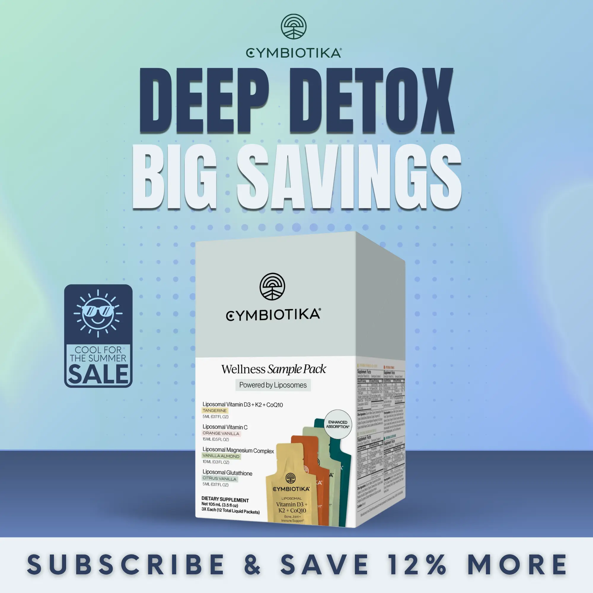 Cymbiotika Bestsellers Bundle | 12-Packet (3 Each) | Detox & Skin, Sleep & Stress, Immune & Collagen, Bones & Heart | Liposomal Glutathione, Magnesium Complex, Vitamin C & D3+K2+CoQ10 | Clinically Proven 2x–3x Better Absorbed | Third-Party Tested