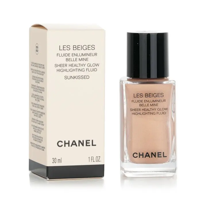 CHANEL Les Beiges Sheer Healthy Glow Highlighting Fluid Makeup Cosmetic - Sunkissed Shade, Lightweight Dewy Finish, 30ml/1oz, Selfcare Essential, Liquid