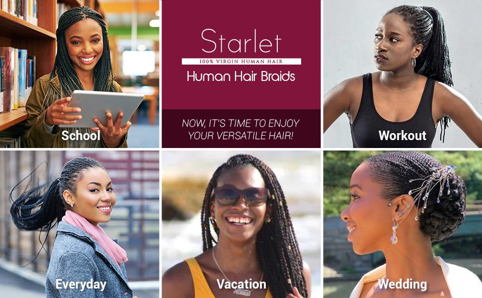 Starlet 100% Virgin Unprocessed Human Braiding Hair Straight (18"-20")