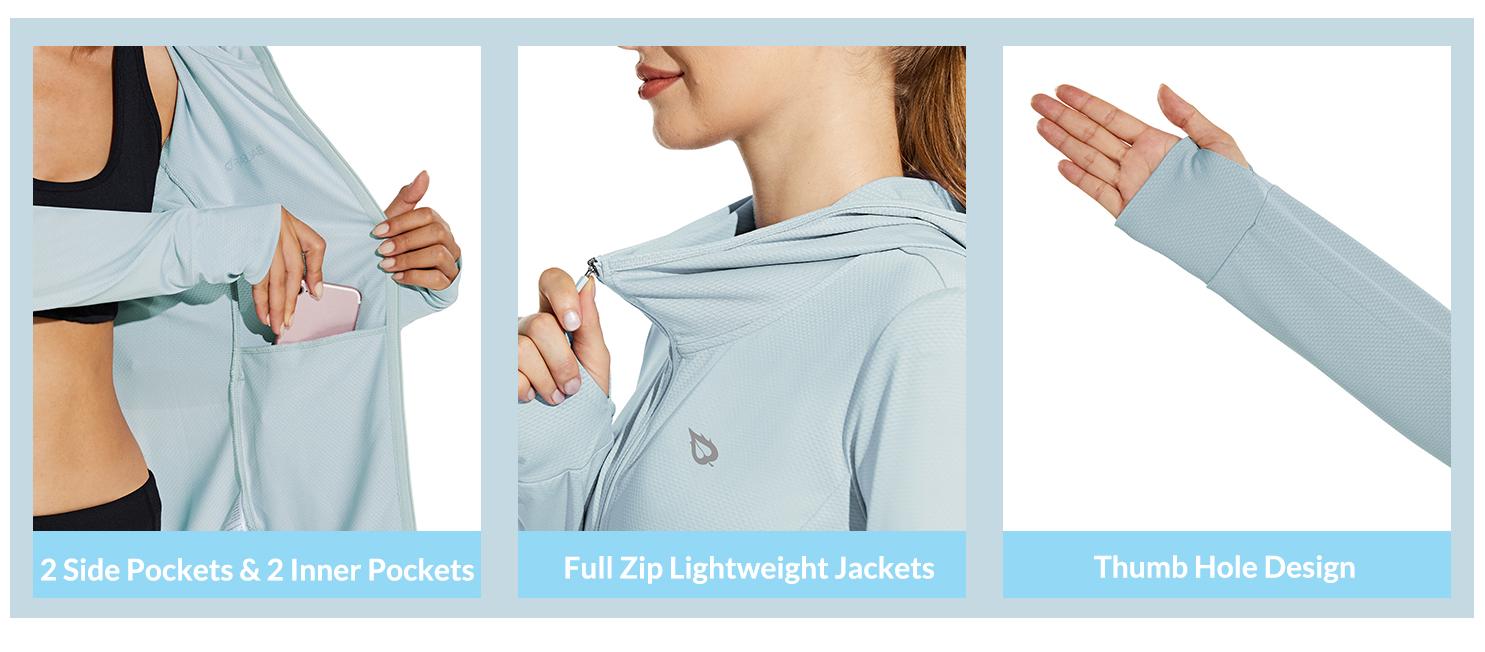 baleaf Women's UPF 50+ Sun Protection Jacket Hooded Cooling Shirt with Pockets Hiking Outdoor Performance
