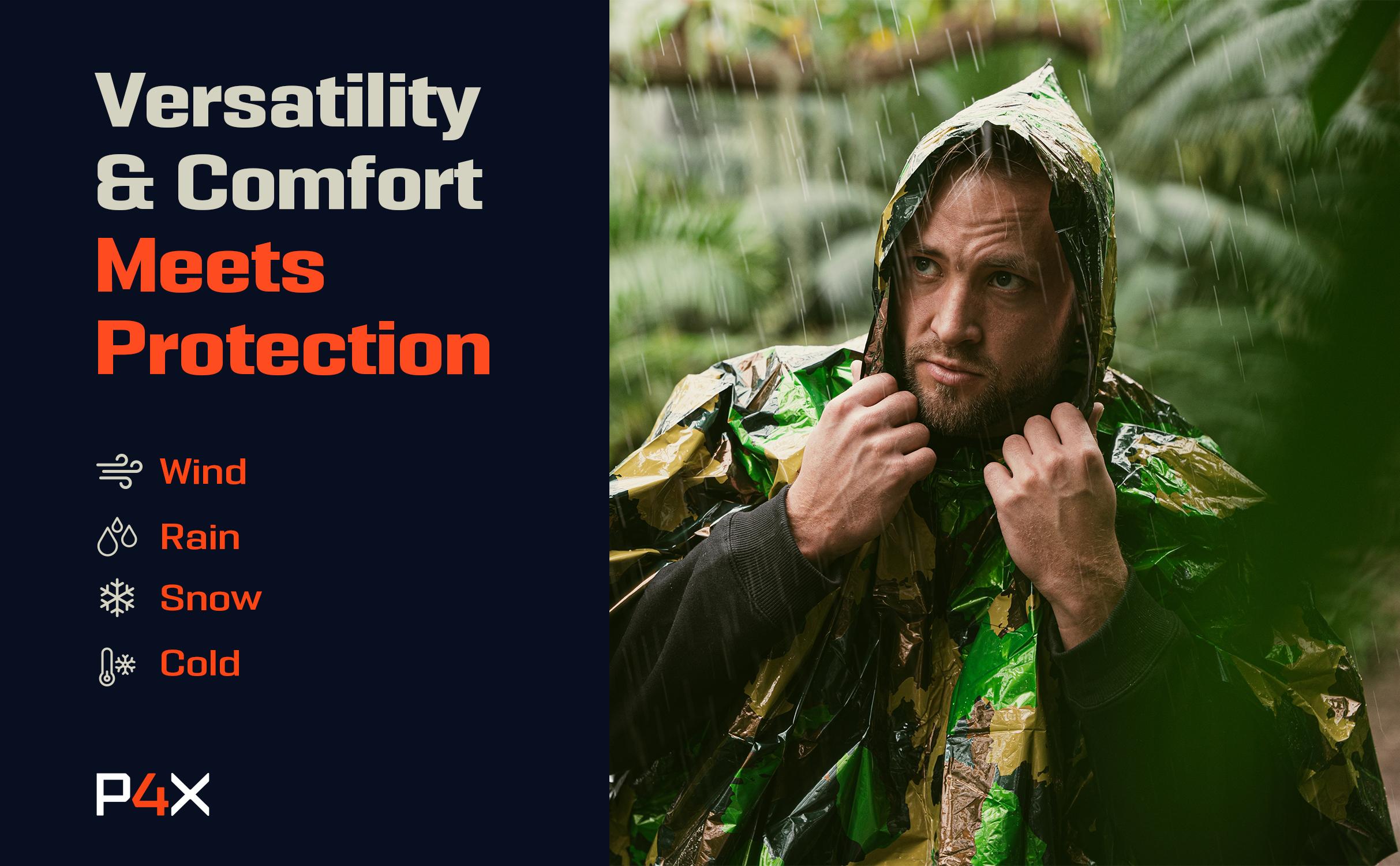 P4X Emergency Poncho Mylar Survival Blanket